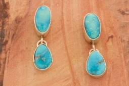 Genuine Sonoran Turquoise Sterling Silver Post Earrings